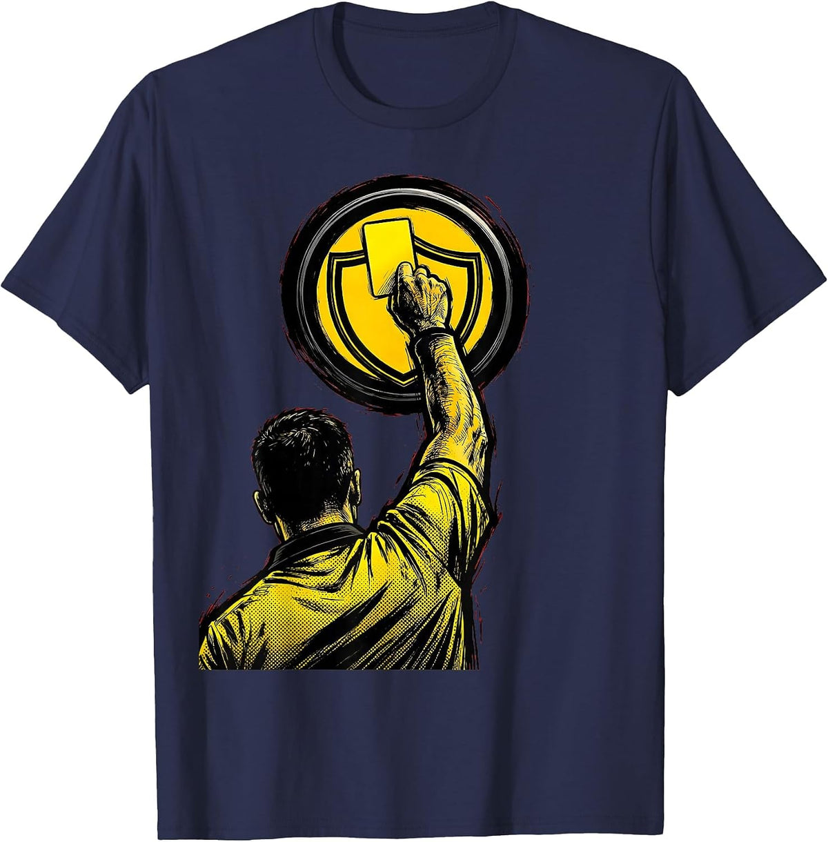 Rugby Referee Yellow Card Graphic T-Shirt - Navy Blue