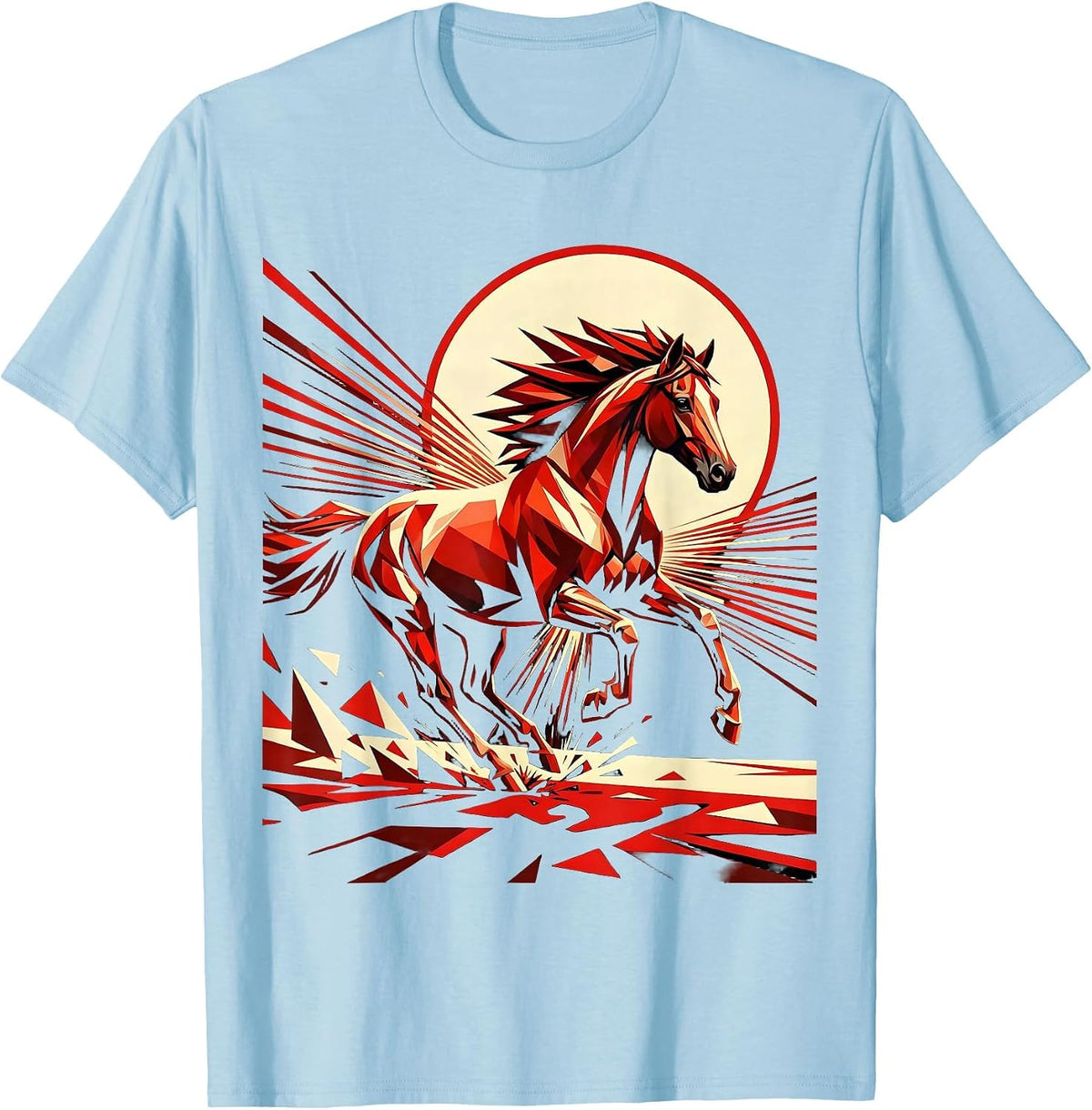 Men's Wild Horse Galloping Through Open Field Graphic T-Shirt - Baby Blue