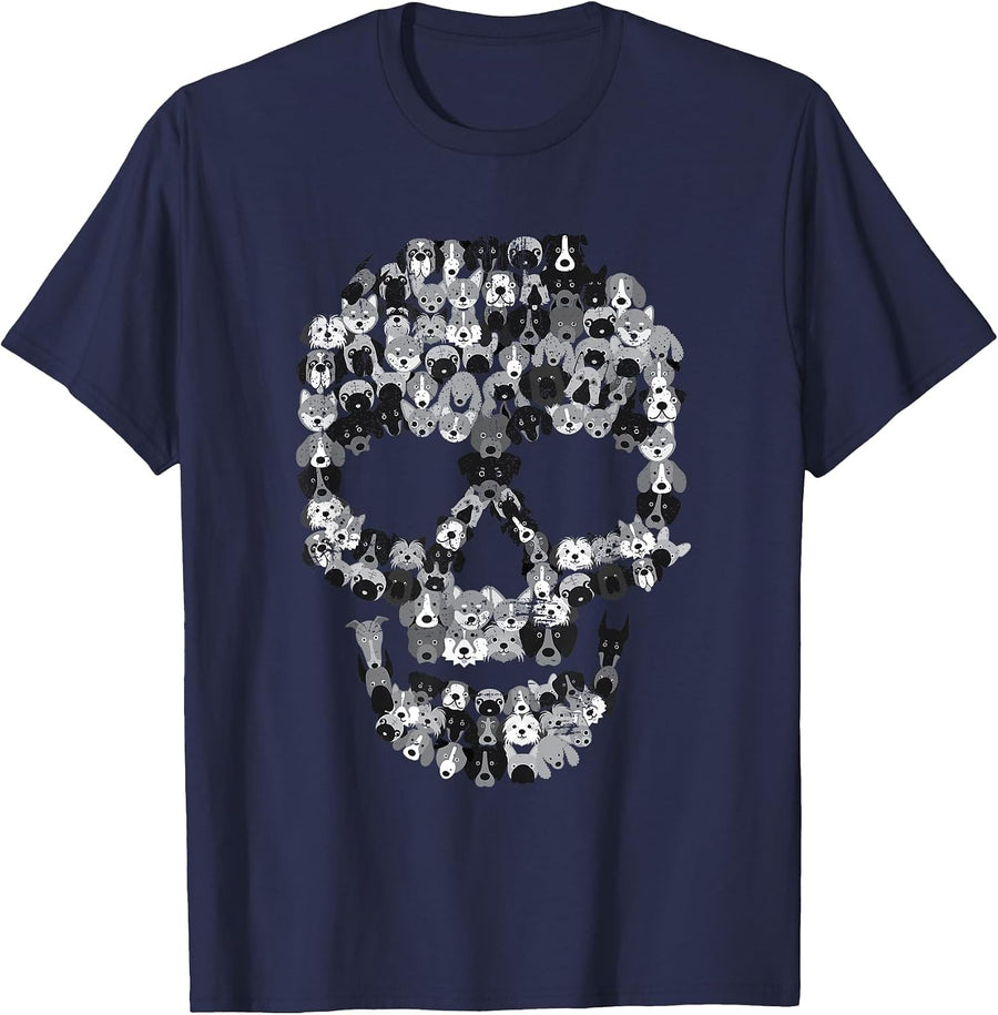 Dog Skull - Creepy Puppy Skeleton - Halloween Party Outfit T-Shirt - Navy Blue