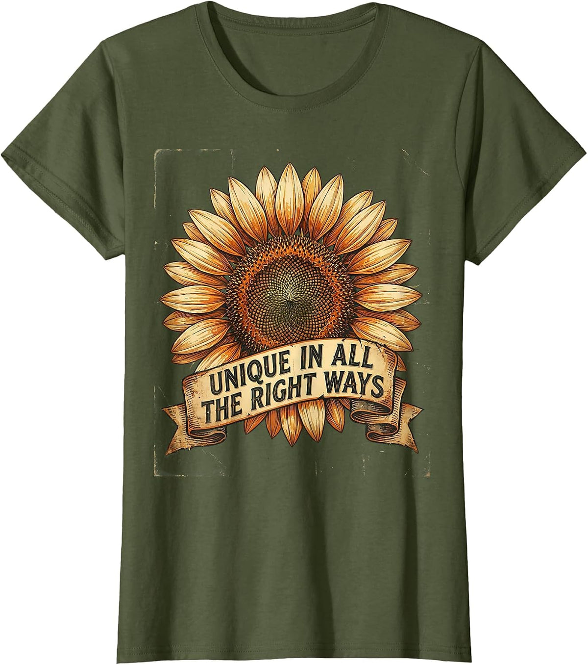 Women's Unique In All The Right Ways Down Syndrome Awareness T-Shirt - Olive Green