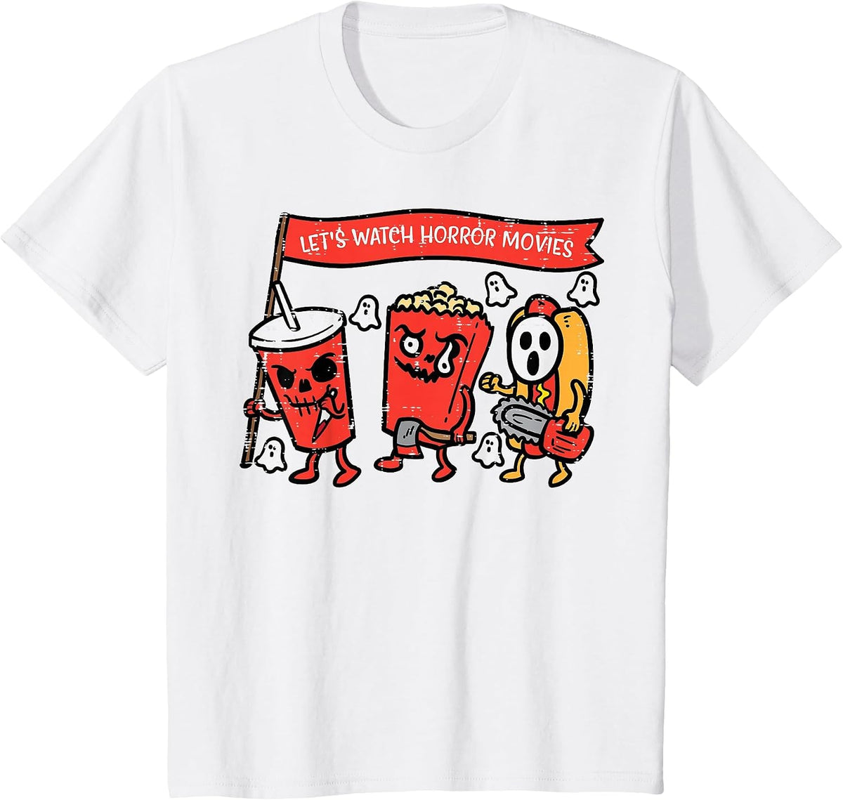 Let's Watch Horror Movies Funny Halloween Men Women Kids T-Shirt - White