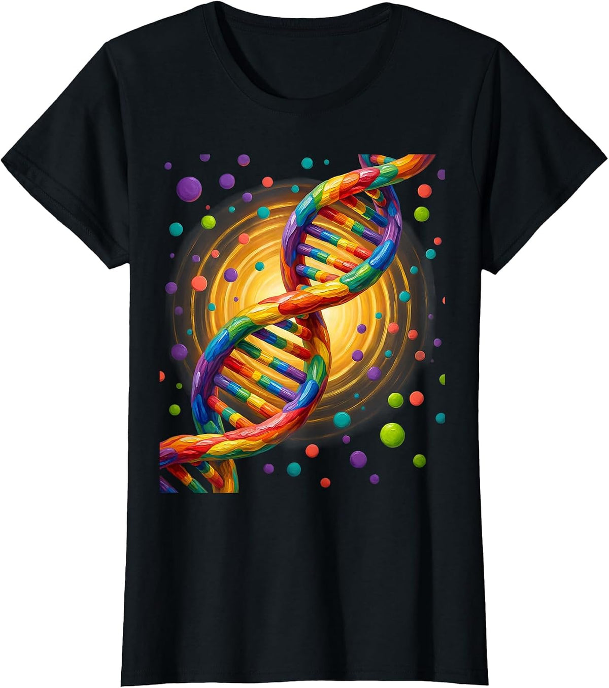 Women's Down Syndrome Awareness Glowing Chromosome Art T-Shirt - Black
