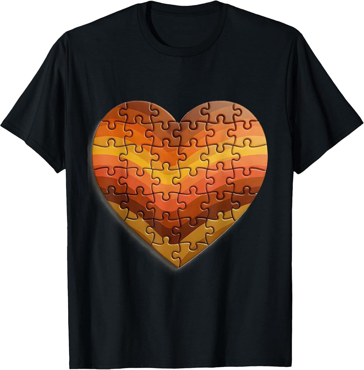 Men's Down Syndrome Awareness Puzzle Piece Heart T-Shirt - Black