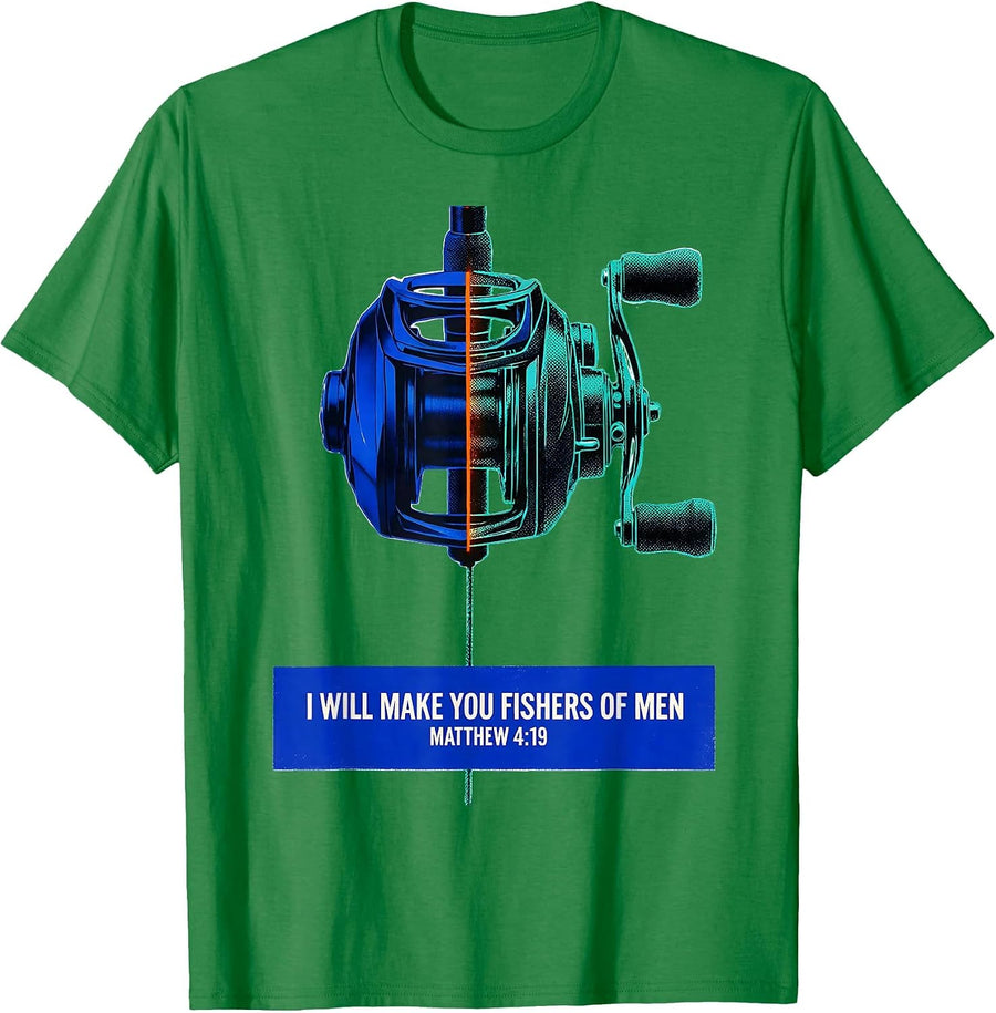 Men's I Will Make You Fishers Of Men · Matthew 4:19 Christian T-Shirt - Kelly Green