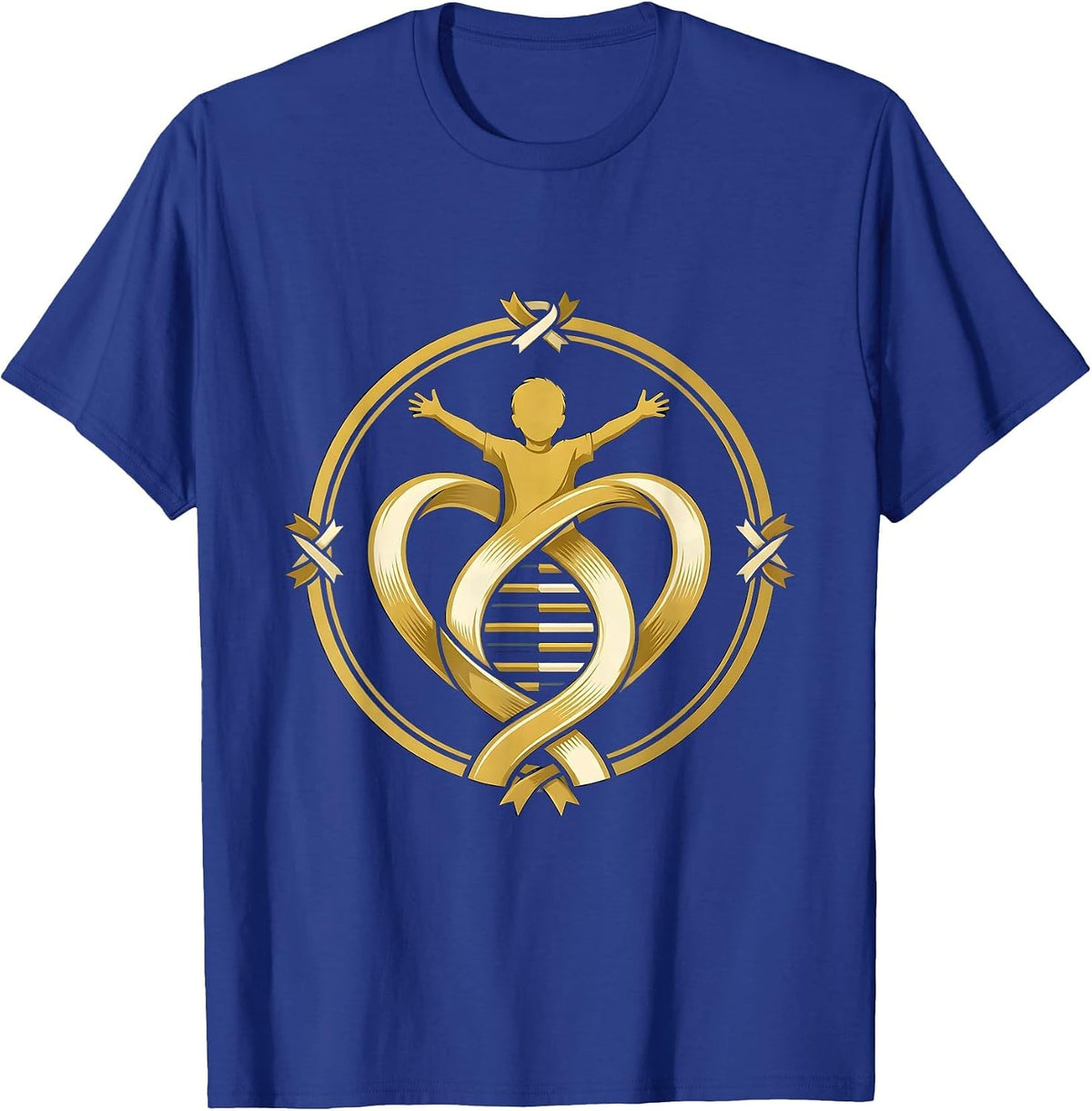 Down Syndrome Awareness Heart Chromosome Design T-Shirt - Royal Blue