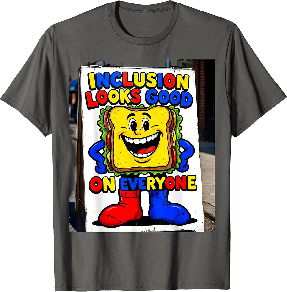 Inclusion Looks Good On Everyone Down Syndrome Awareness T-Shirt - Asphalt Grey