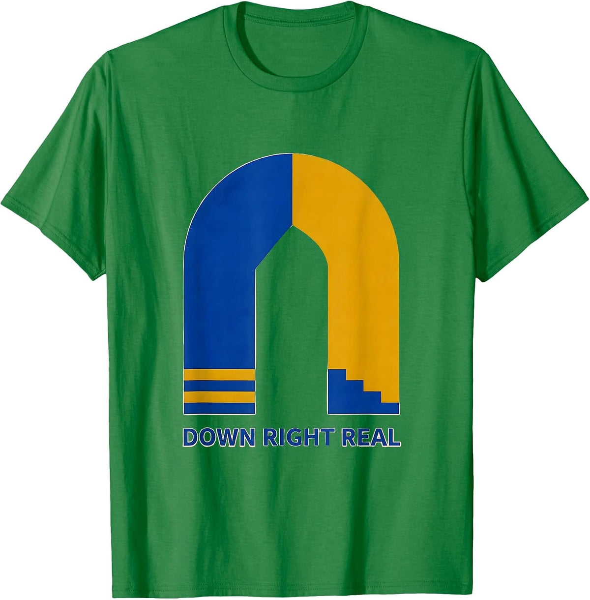 Men's Down Right Real Midcentury Modern Down Syndrome Awareness T-Shirt - Kelly Green