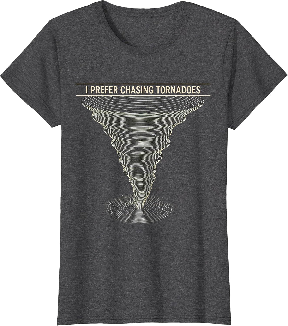 Women's I Prefer Chasing Tornadoes Topographic Contour Storm Chaser T-Shirt - Dark Heather Grey