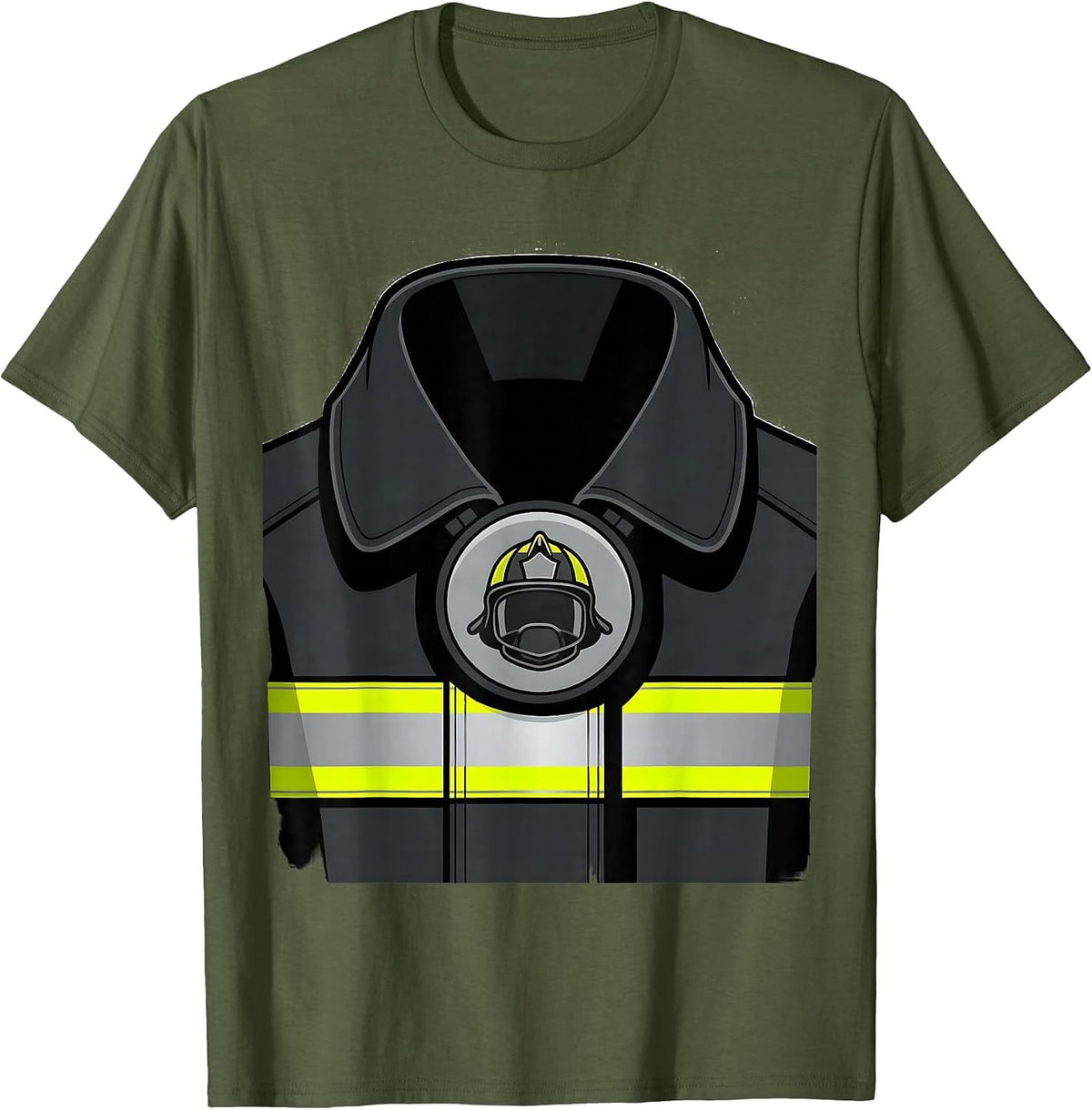 Firefighter Coat Costume Fireman Humor T-Shirt - Olive Green