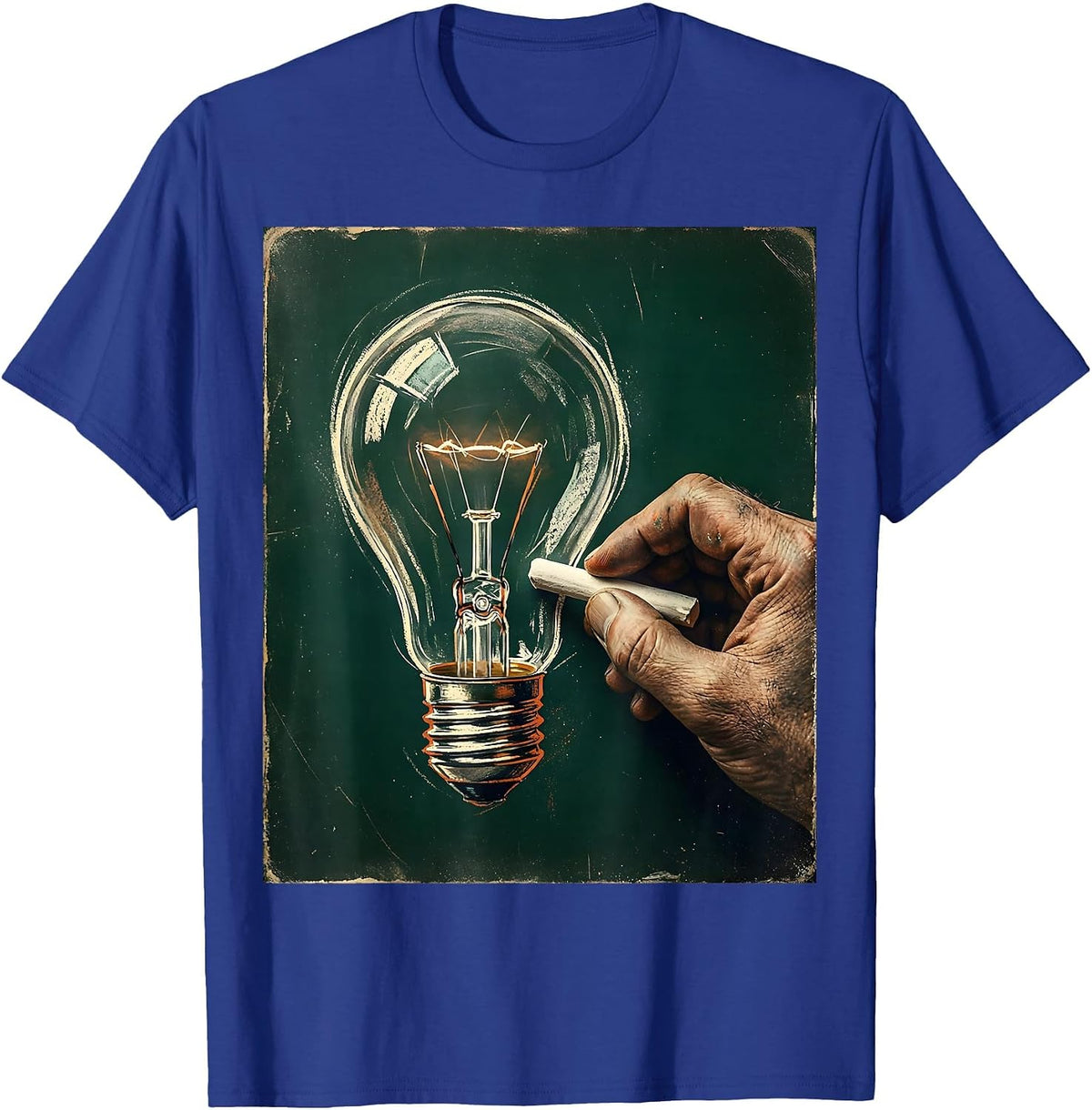 Men's 5th Grade Teacher Chalkboard Lightbulb Design T-Shirt - Royal Blue