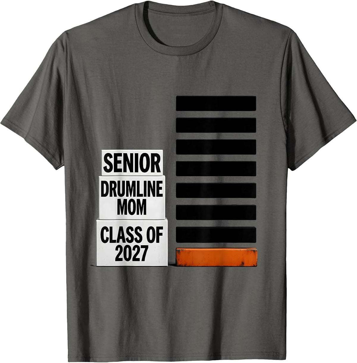 Senior Drumline Mom Class Of 2027 Marching Band Senior Night T-Shirt - Asphalt Grey