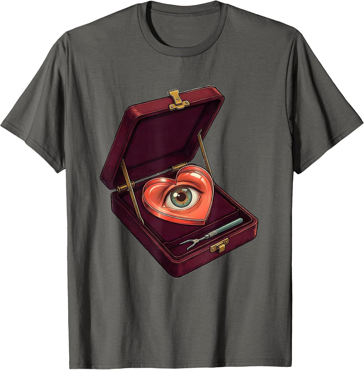 Valentine Storybook Trial-Lens Rack Optometrist Humor T-Shirt - Asphalt Grey
