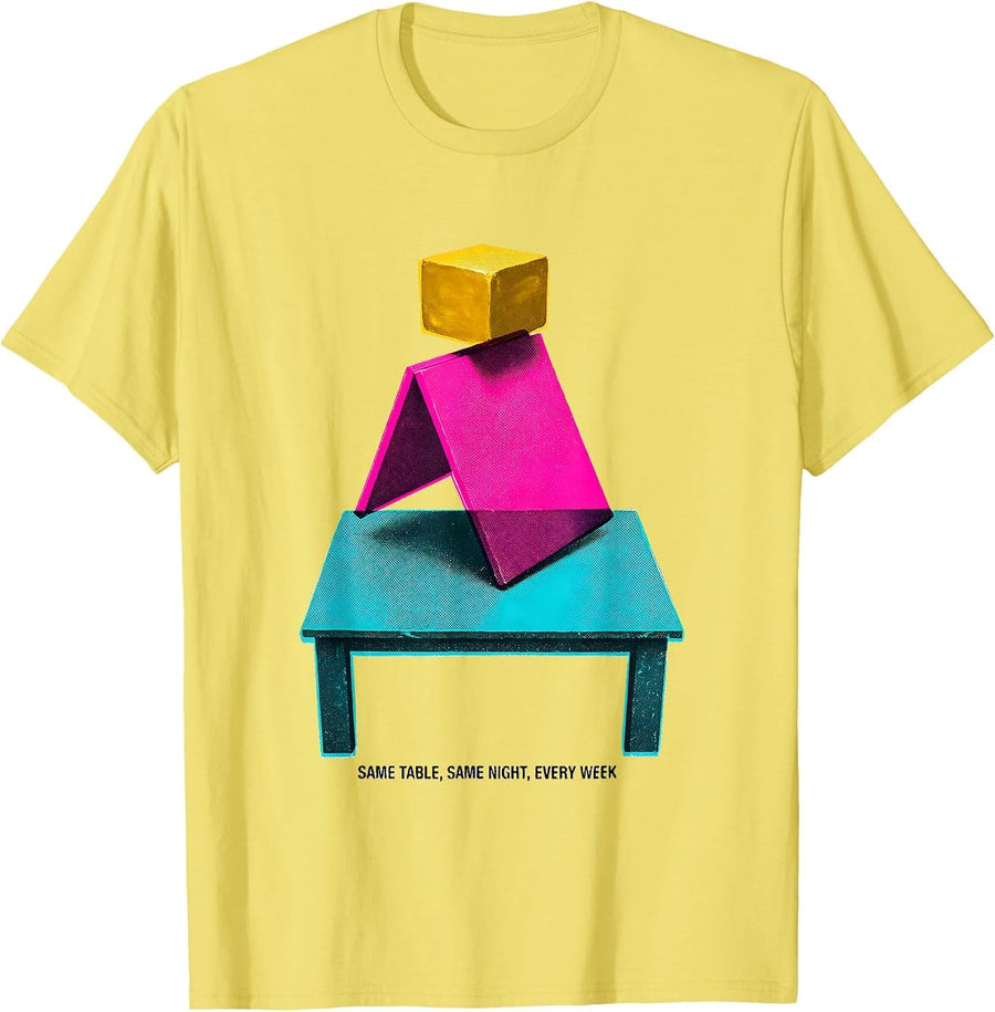 Men's Same Table Same Night Every Week Funny Billiards Pool Player T-Shirt - Lemon Yellow