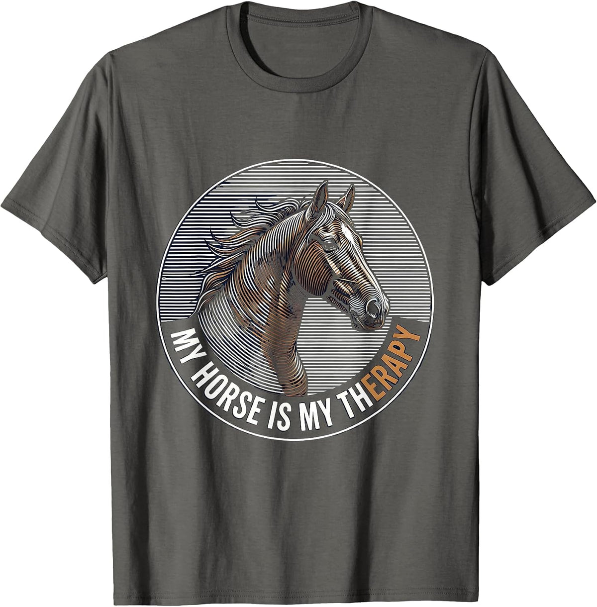 Men's My Horse Is My Therapy Equestrian Design T-Shirt - Asphalt Grey