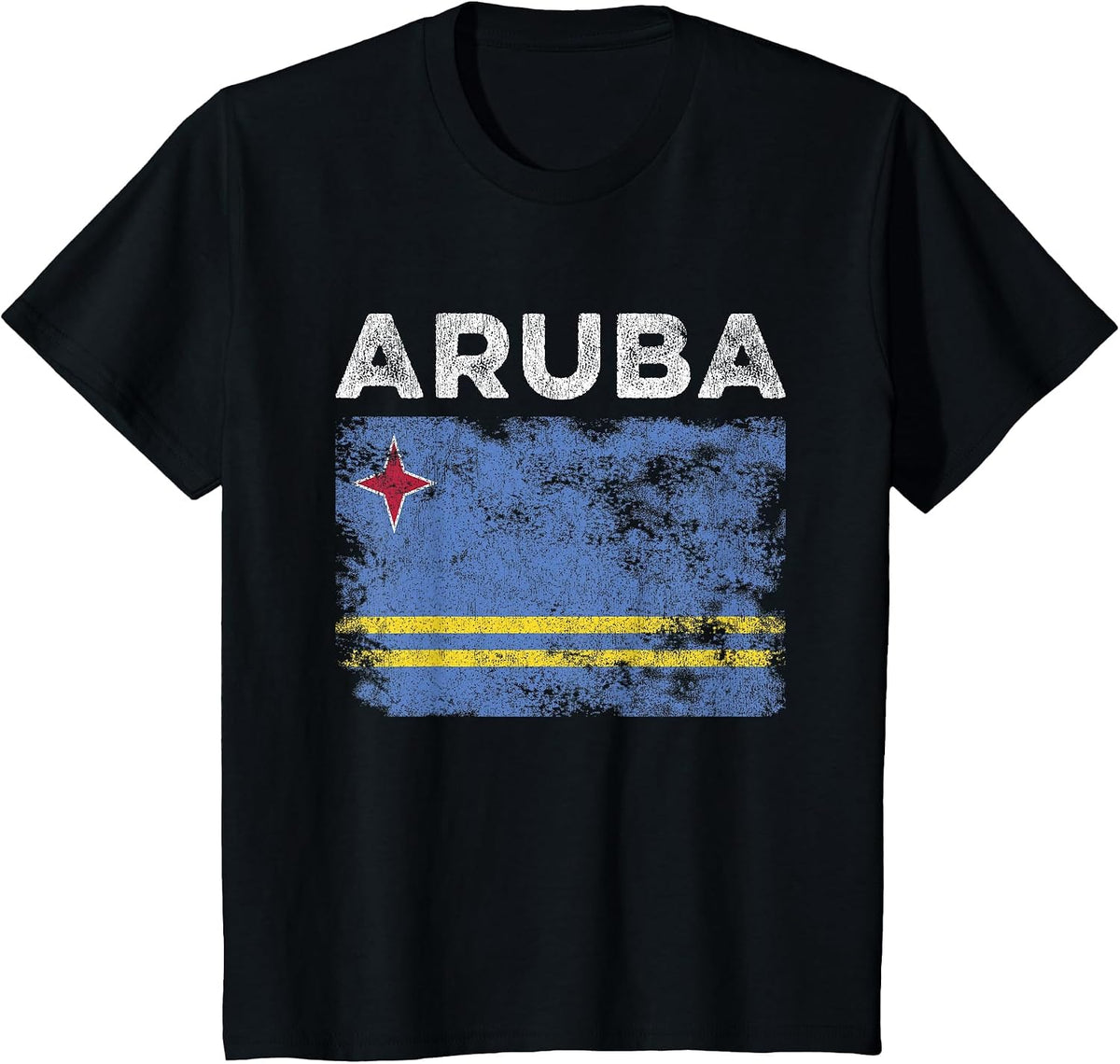 Aruba Flag Distressed - Men Women Kids - Aruban Flag T-Shirt - Black
