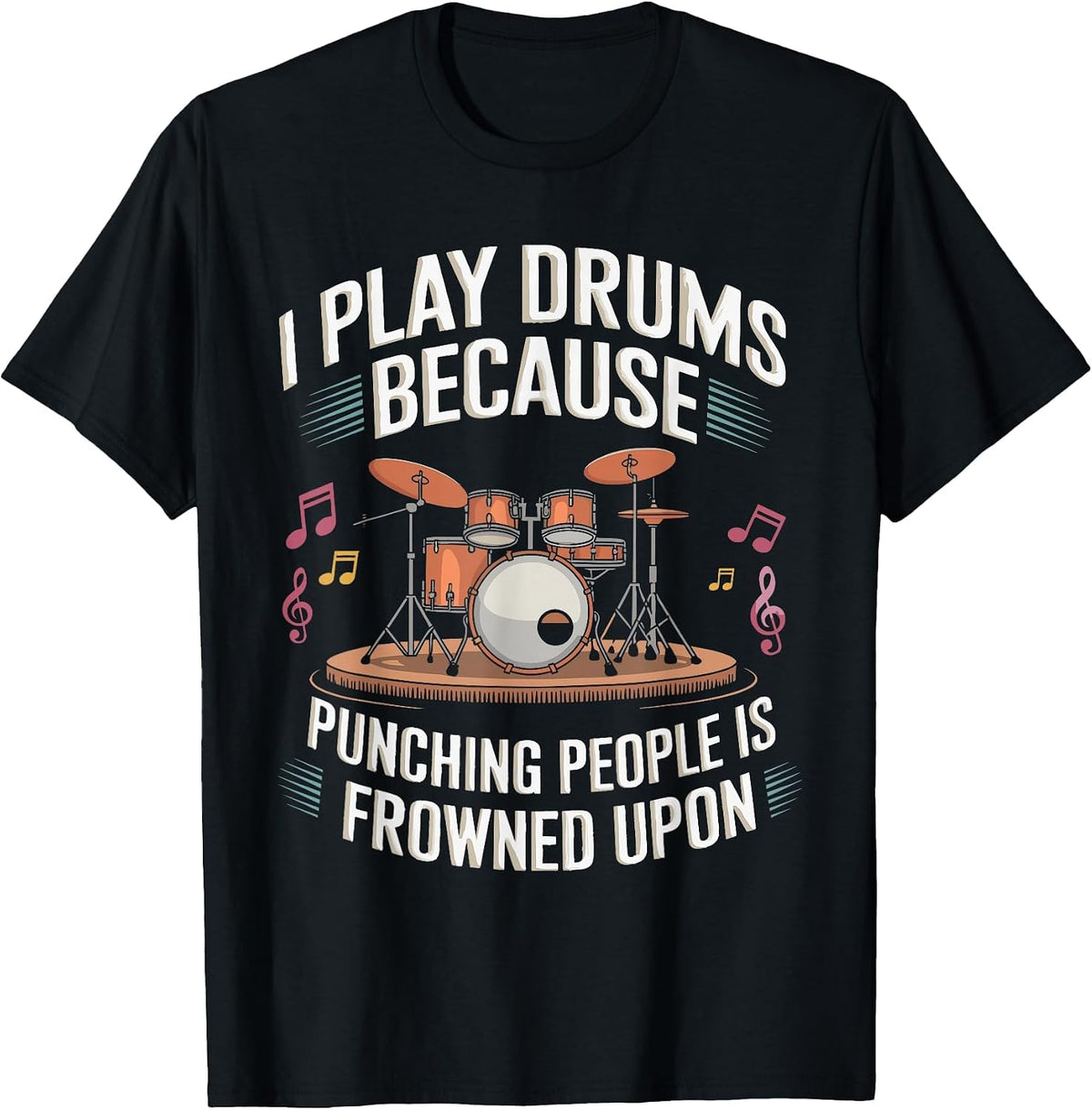 I Play Drums Snare Drum Drumming Music Instrument Drummer T-Shirt - Black