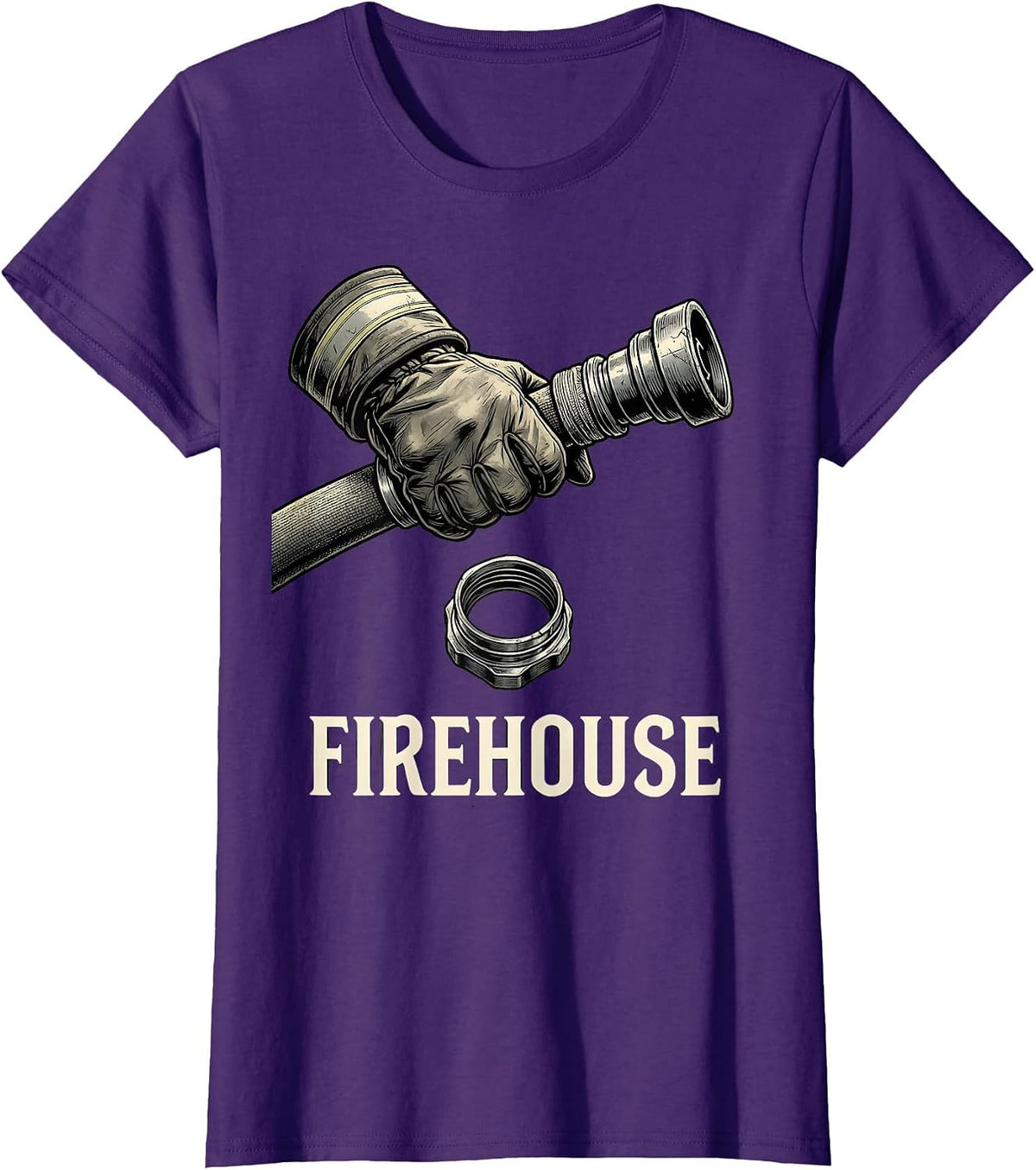 Women's FIREHOUSE Monochromatic Firefighter Pride Crew Memorial T-Shirt - Purple