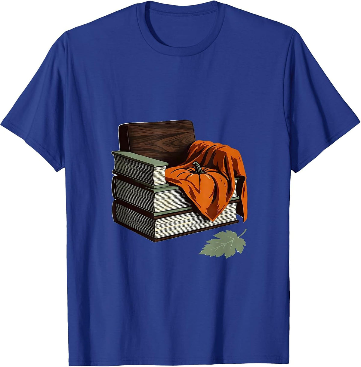 Broad Armchair Book Stack Fall Reading Teacher Humor T-Shirt - Royal Blue