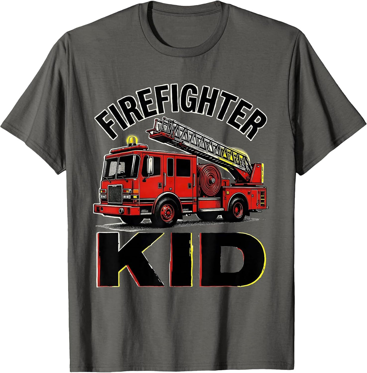 Men's Firefighter Kid Playful Fire Truck Birthday Future T-Shirt - Asphalt Grey