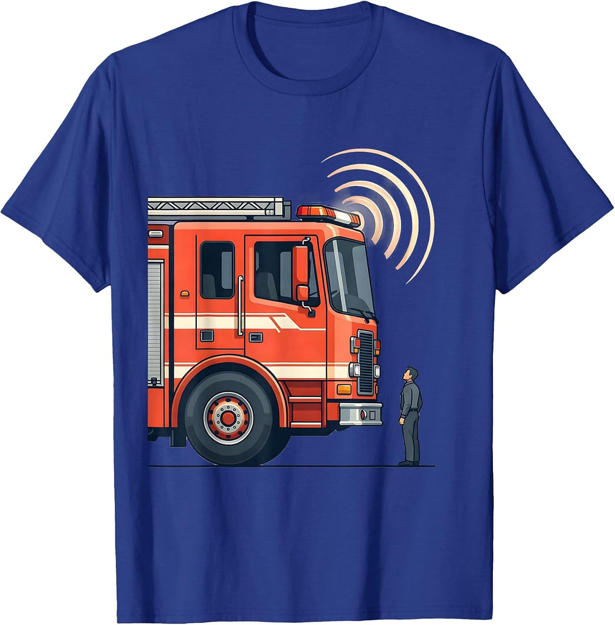 Oversized Fire Engine Funny Firefighter Humor Gift T-Shirt - Royal Blue