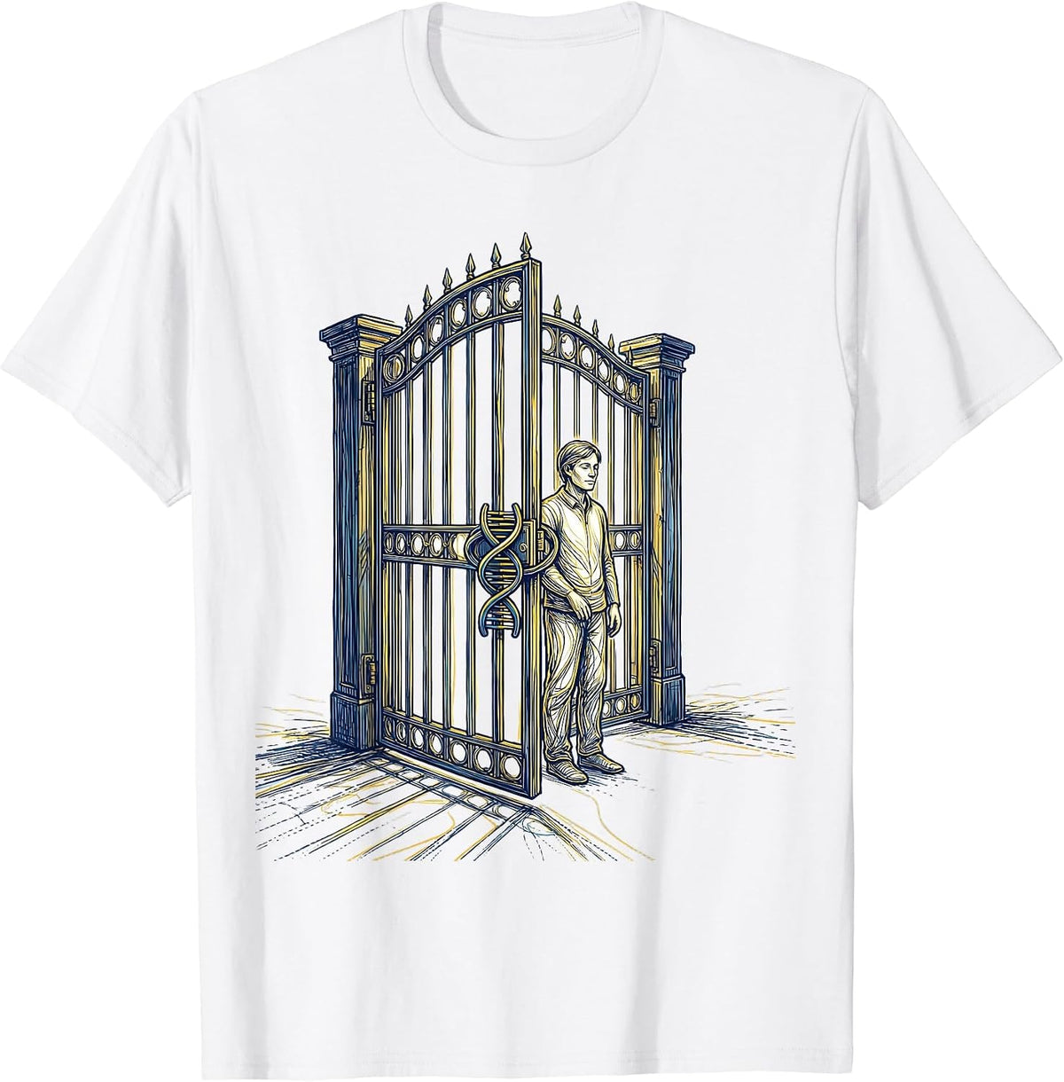 Men's Open Gate Chromosomal Loop Down Syndrome Awareness October T-Shirt - White