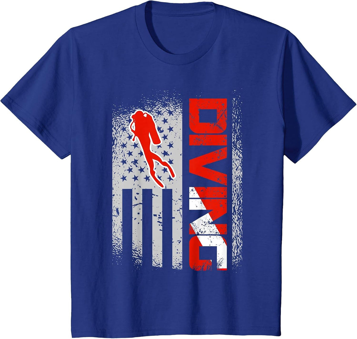 American Diver Down Flag US Flag Dive T-Shirt - Royal Blue