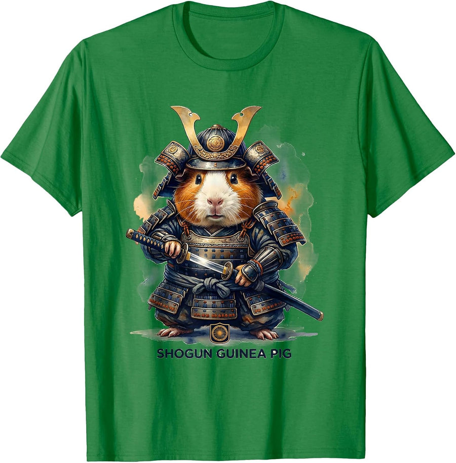 Men's Shogun Guinea Pig Funny Anime Art Warrior Gamer Gift T-Shirt - Kelly Green