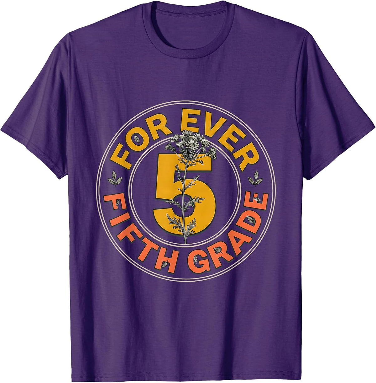 For Ever Fifth Grade Retro Teacher Wildflowers T-Shirt - Purple