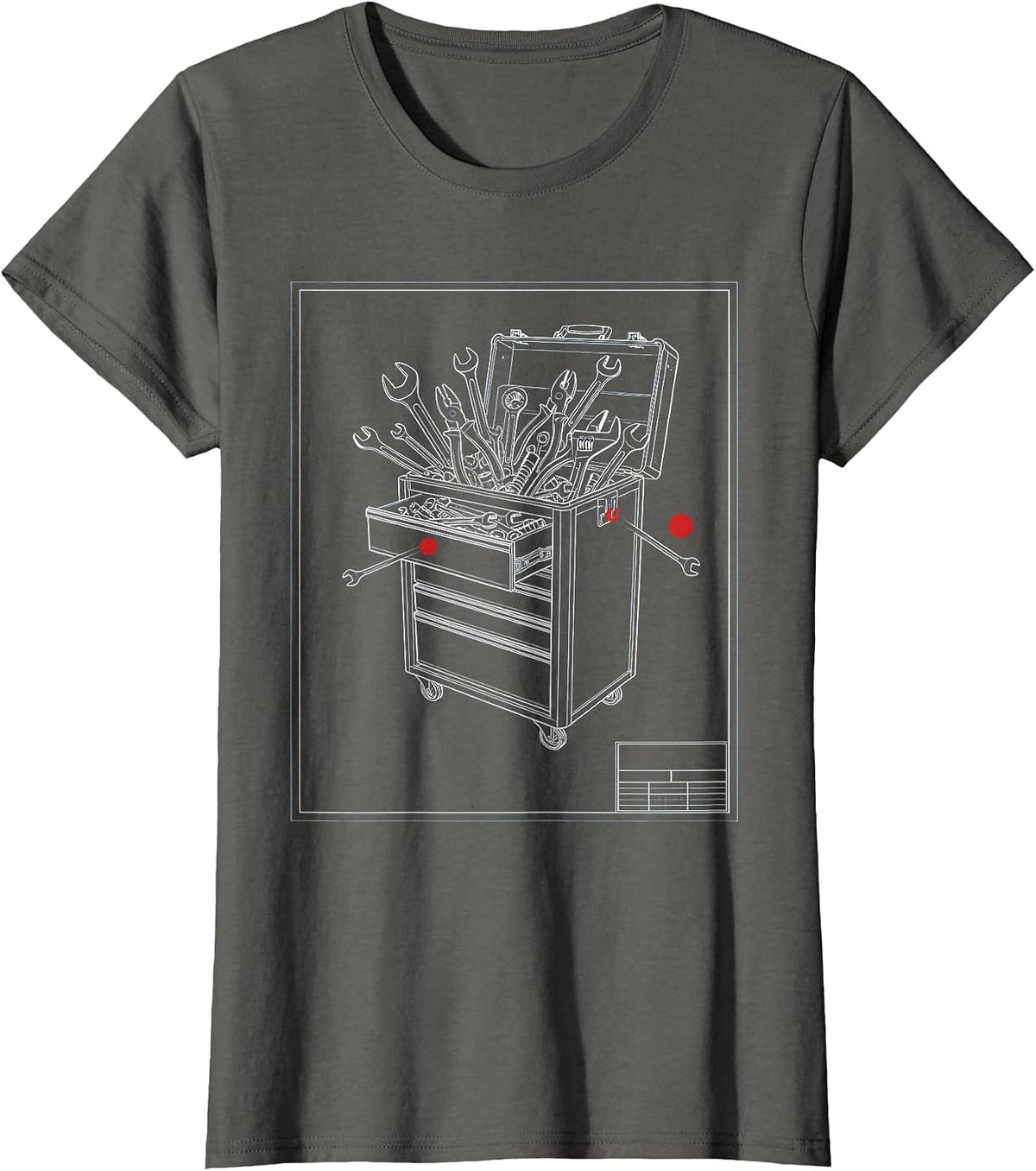 Women's Garage Toolbox Overflowing With Wrenches T-Shirt - Asphalt Grey