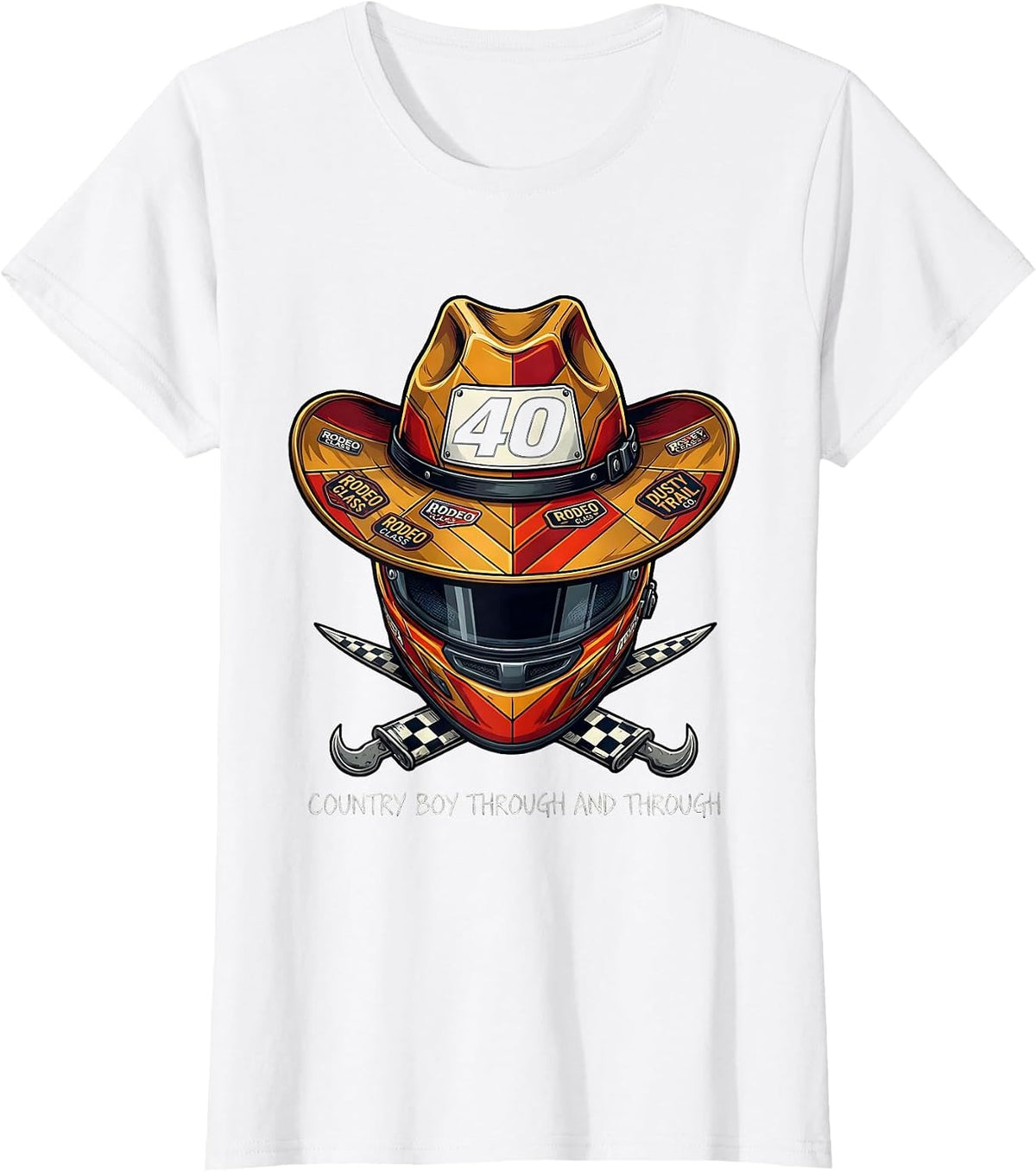 Country Boy Through and Through Western Design T-Shirt - White