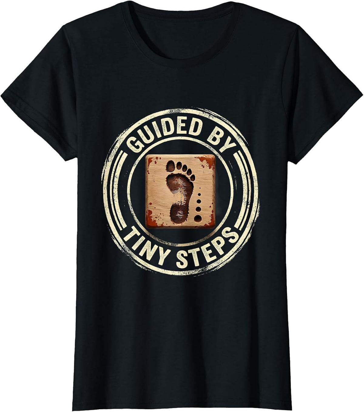 Guided By Tiny Steps Teacher Back To School Rubber Stamp T-Shirt - Black