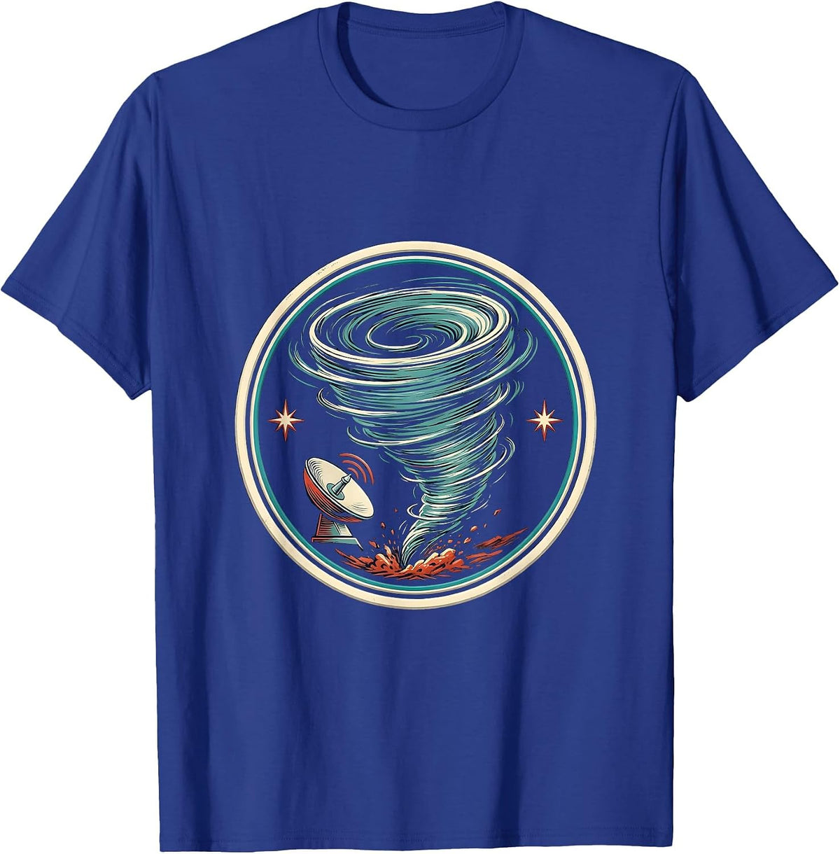 Men's Sealed Tornado Badge Funny Storm Chaser Meteorology Humor T-Shirt - Royal Blue