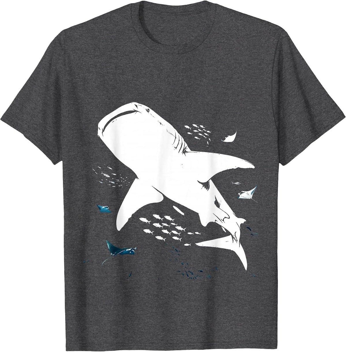 Whale Shark Deep Ocean Cruise Graphic Design T-Shirt - Dark Heather Grey