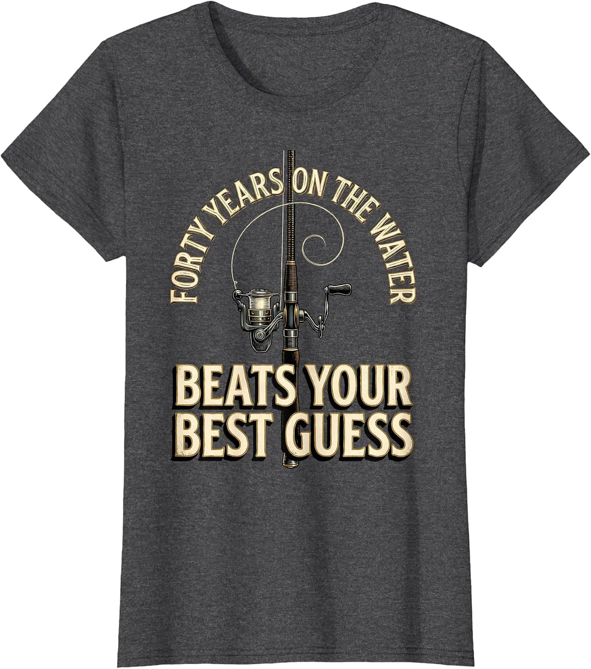 Women's Forty Years On The Water Beats Your Best Guess Biker T-Shirt - Dark Heather Grey