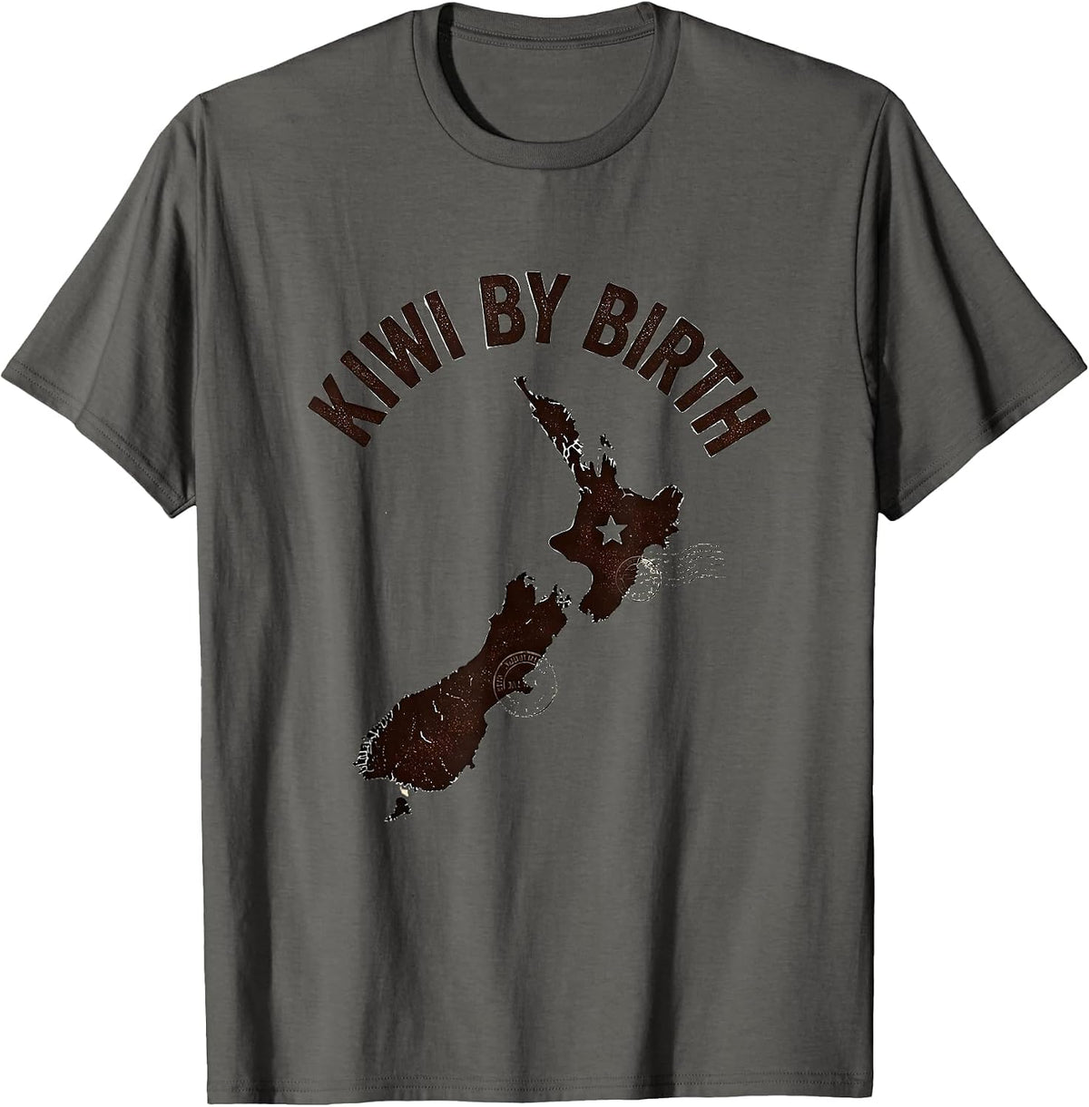 Men's Kiwi By Birth Vintage New Zealand Map National Pride T-Shirt - Asphalt Grey