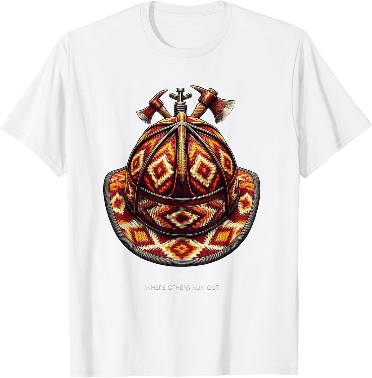 Men's Where Others Run Out Firefighter Design T-Shirt - White