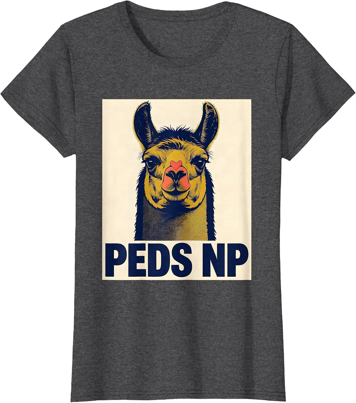 Women's PEDS NP Cute Llama Pediatric Nurse Practitioner NICU PICU T-Shirt - Dark Heather Grey