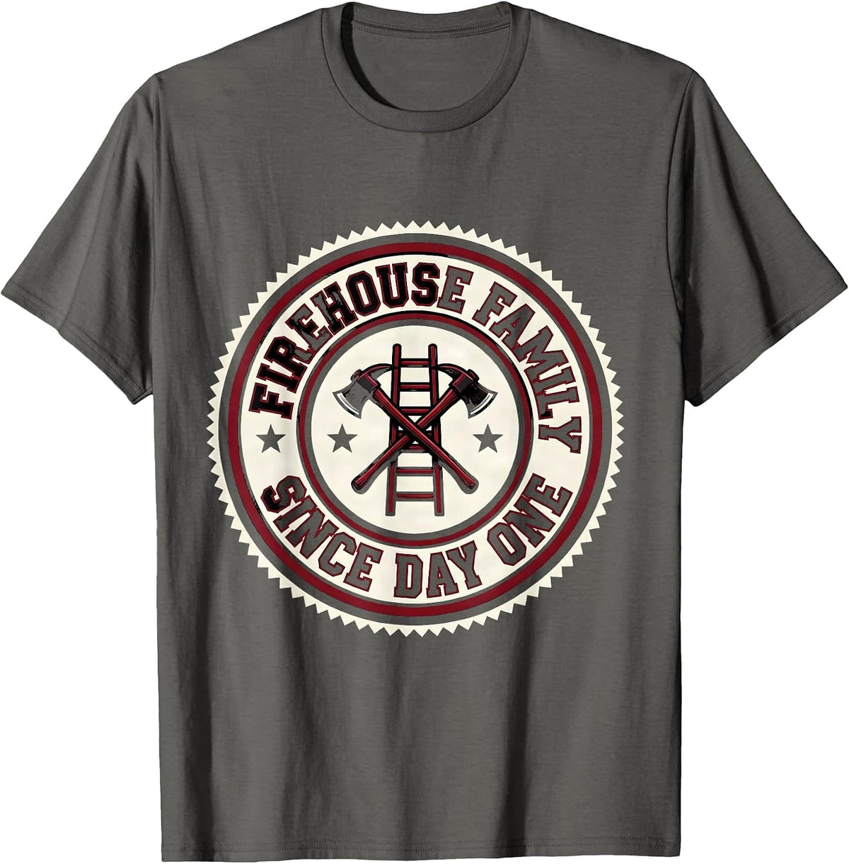 Firehouse Family Since Day One Sports Firefighter Pride T-Shirt - Asphalt Grey