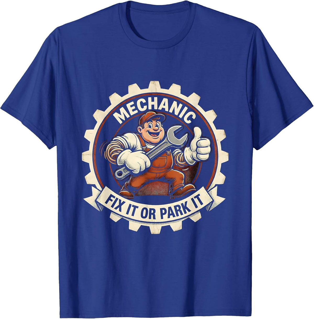 Men's Fix It Or Park It Mechanic Graphic Design T-Shirt - Royal Blue