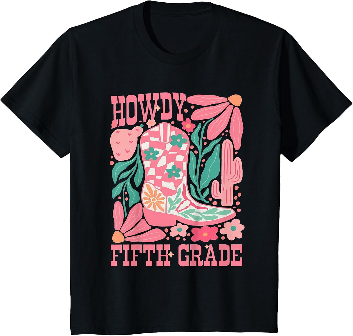 Howdy Fifth Grade Western 5th Grade Teacher Cowboy Cowgirl T-Shirt - Black