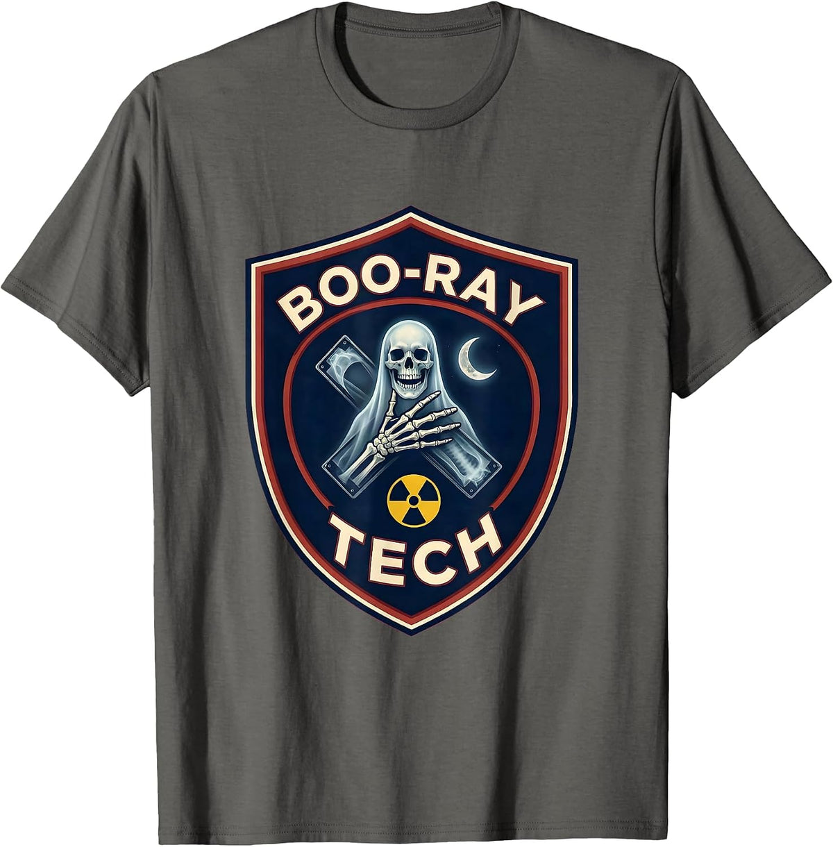 Men's Boo-Ray Tech Halloween Radiology Tech Humor X-Ray Ghost T-Shirt - Asphalt Grey