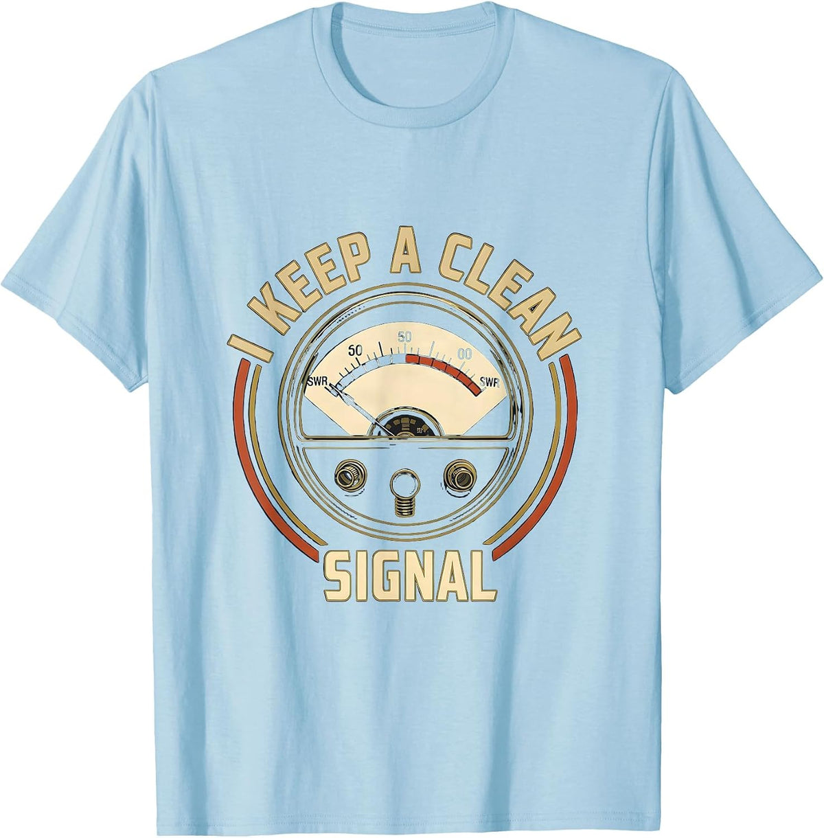 Men's I Keep A Clean Signal Funny Ham Radio Operator Hobby Emblem T-Shirt - Baby Blue