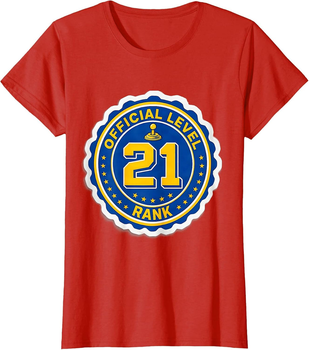 Women's Official Level 21 Rank Gamer Kid Birthday Number Unlocked T-Shirt - Red