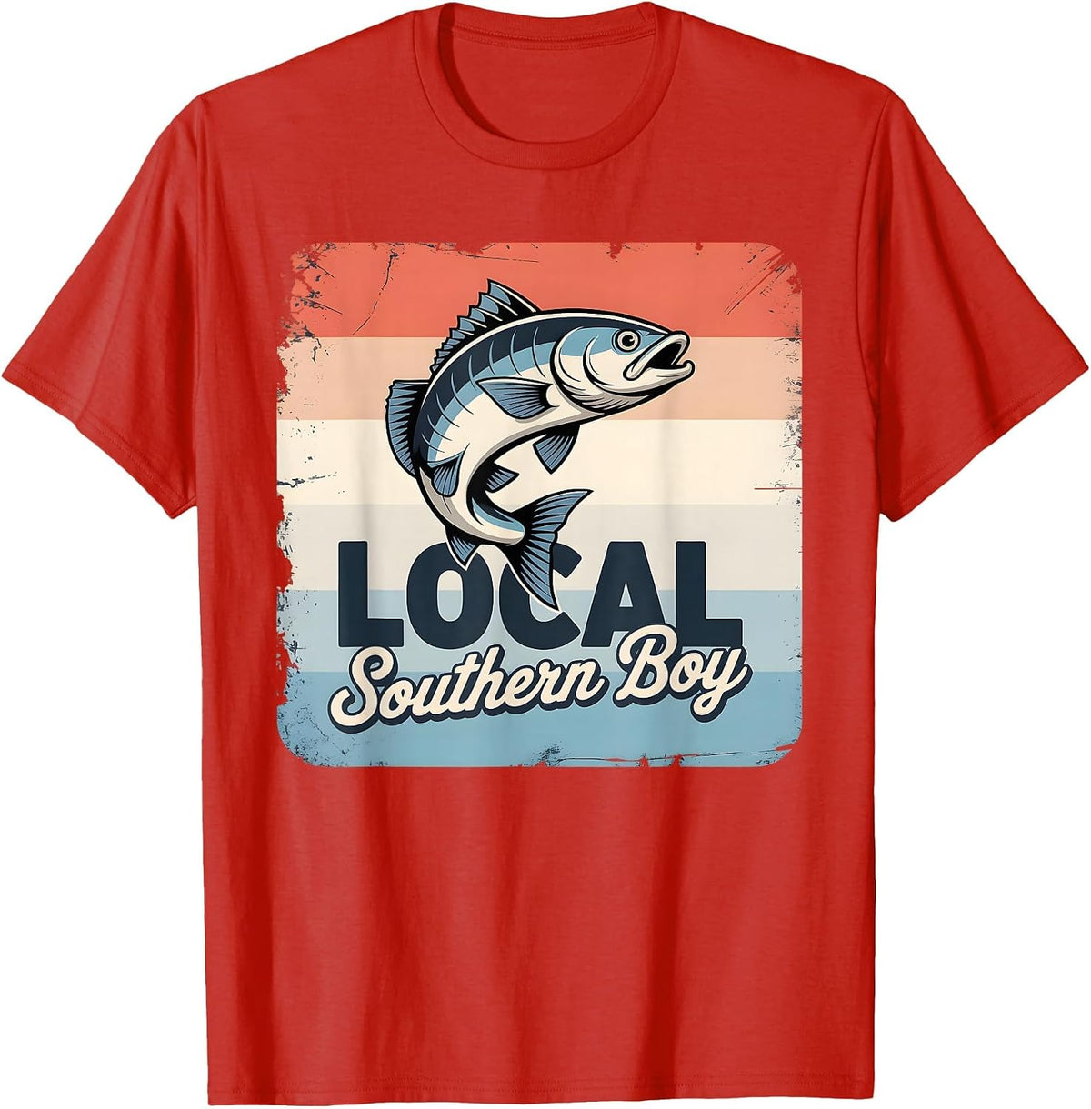 Local Southern Boy Fishing Camouflage Outdoors T-Shirt - Red