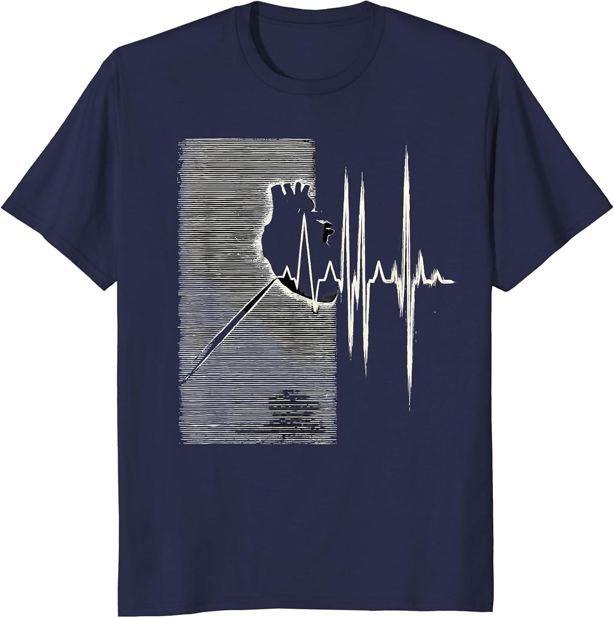 Men's Cardiac Waveform Scratchboard EKG Humor Medical T-Shirt - Navy Blue