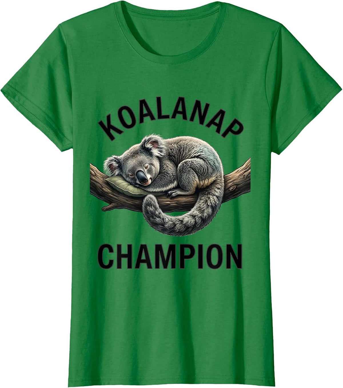 Women's Koalanap Champion Cute Sleeping Koala Animal Lover T-Shirt - Kelly Green