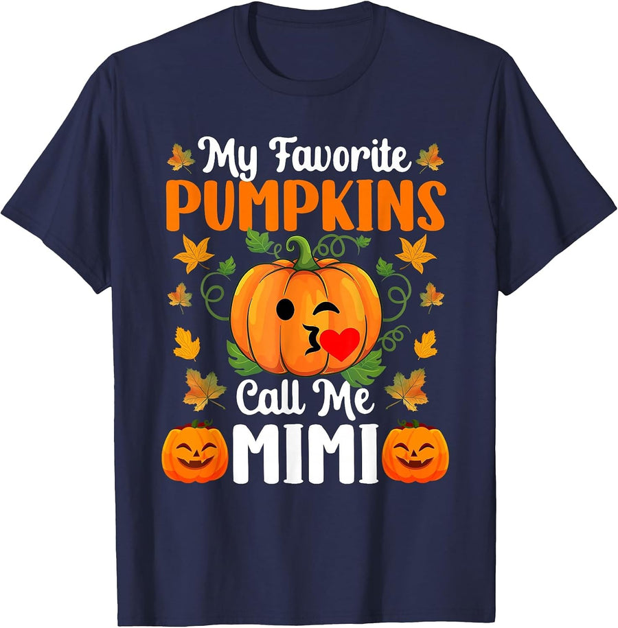 My Favorite Pumpkins Call Me Mimi Funny Halloween T-Shirt - Navy Blue