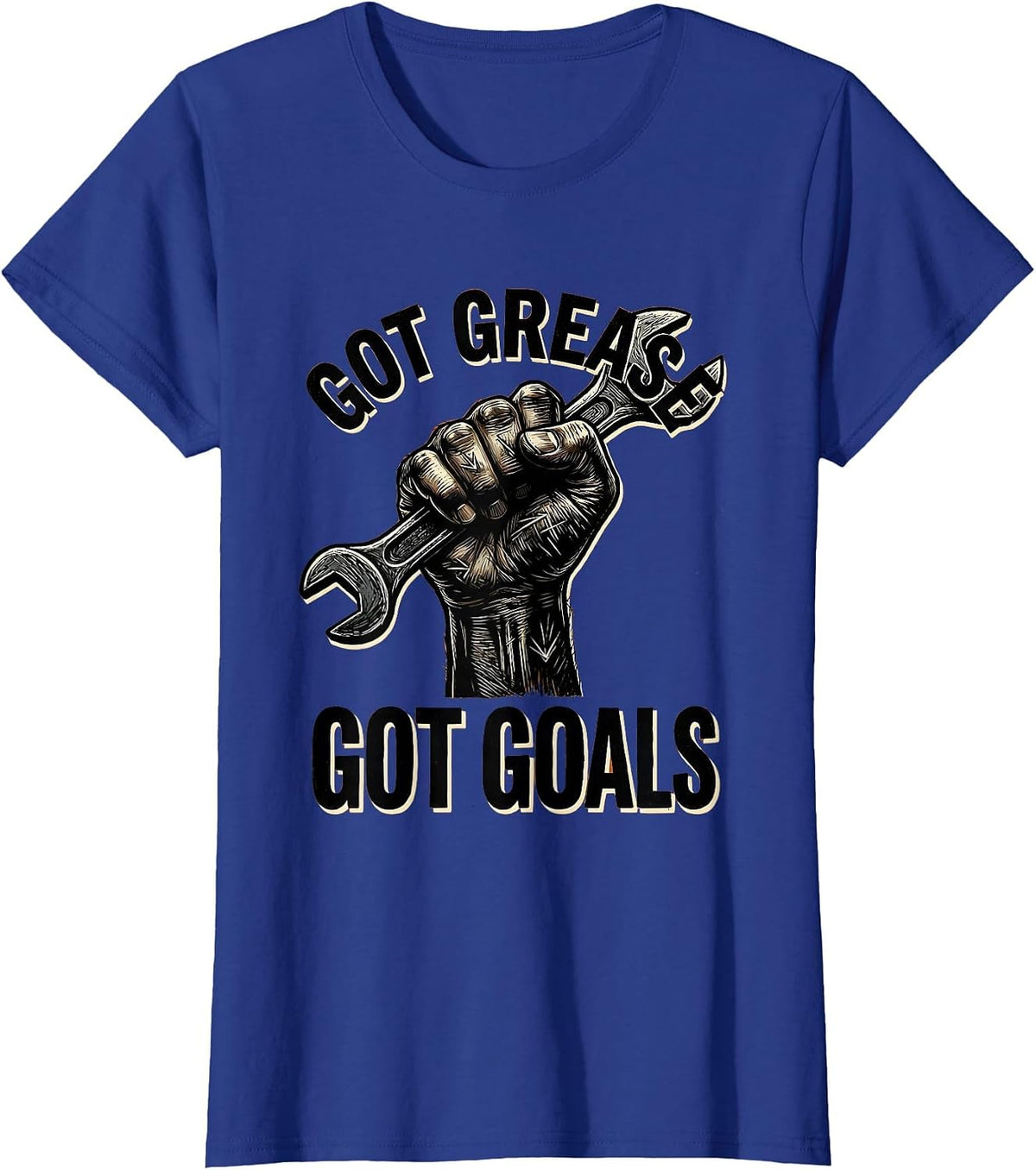 Women's Got Grease Got Goals Mechanic Pride Design T-Shirt - Royal Blue