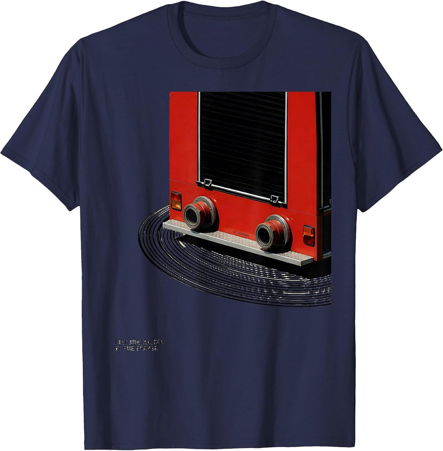 I Get Sidetracked By Fire Engines Funny Firefighter Humor T-Shirt - Navy Blue