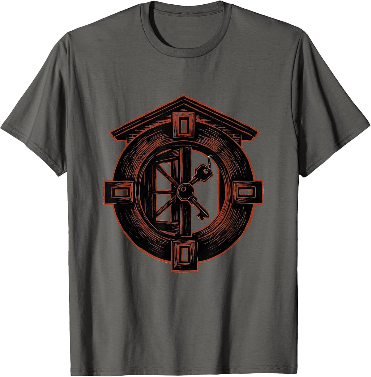 Men's Interlocked Door Realtor Humor Real Estate Agent Gift T-Shirt - Asphalt Grey